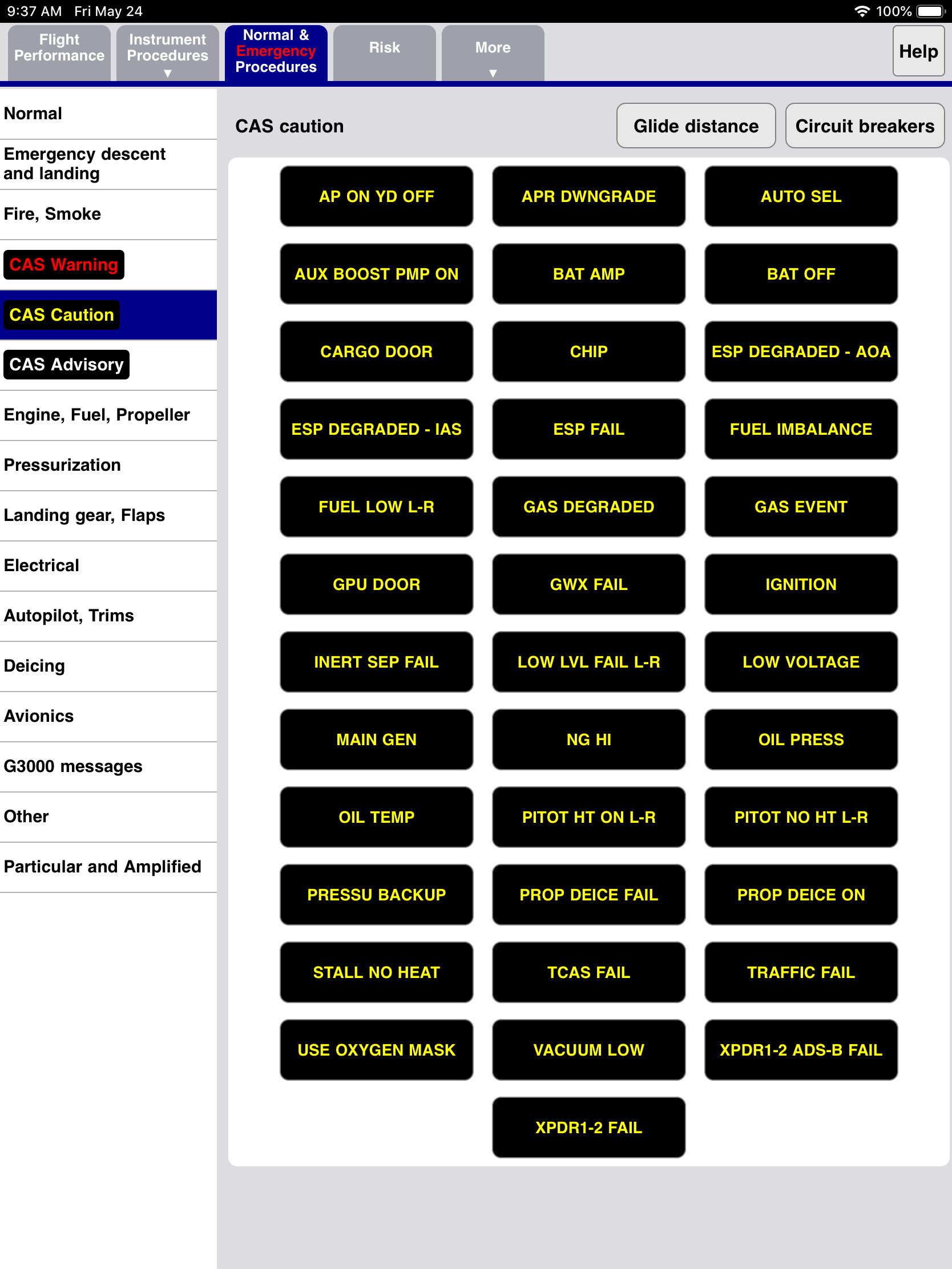 CAS Warnings page